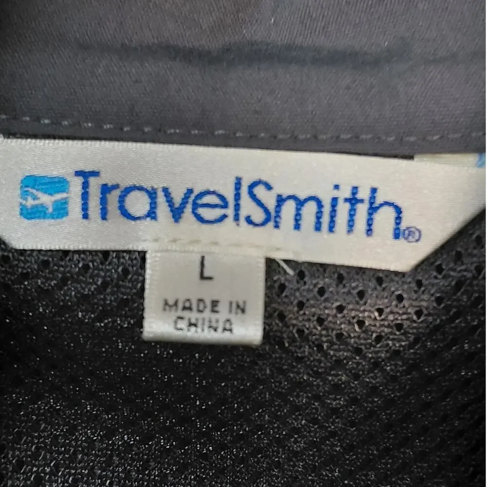TravelSmith Gray  Full Zip Lined Sleeveless Vest Utility Men Size L
